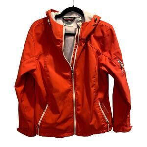 Women's Black Diamond Hooded Fleece Lined Jacket Red Orange Size L